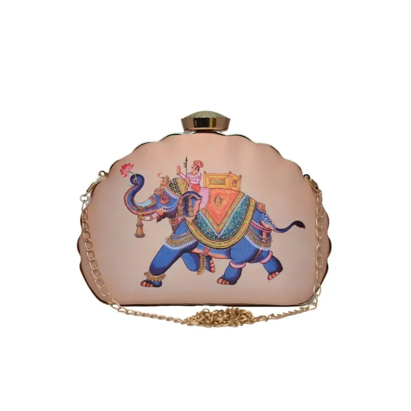 Women Elephant Printed D-shape Clutch