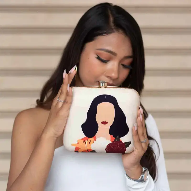 Swanky Women Portrait Printed Clutch