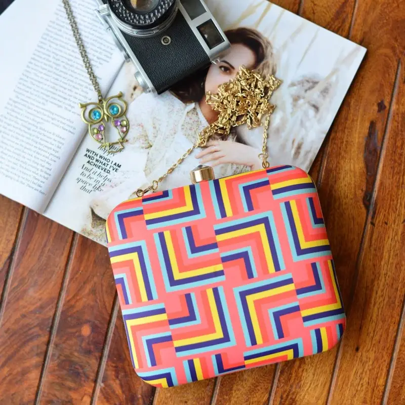 Woman Funky Peach And Yellow Pattern Clutch