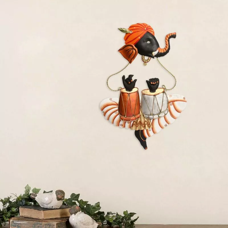 Musician Ganesha Playing Tabla Wall Hanging