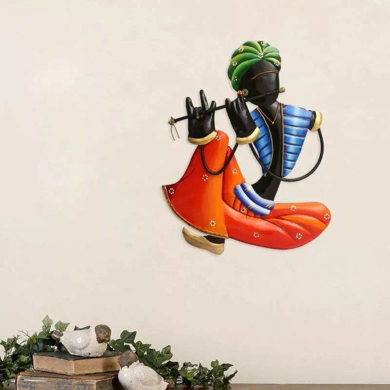 Musician Tribal Man Playing Flute Wall Hanging