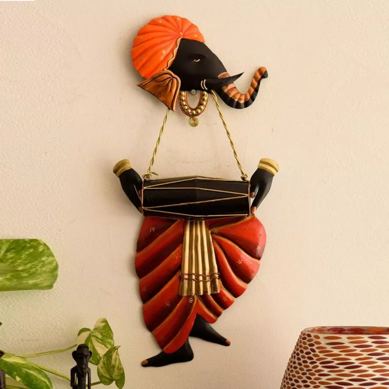 Lord Ganesha Playing Dholak Wall Hanging