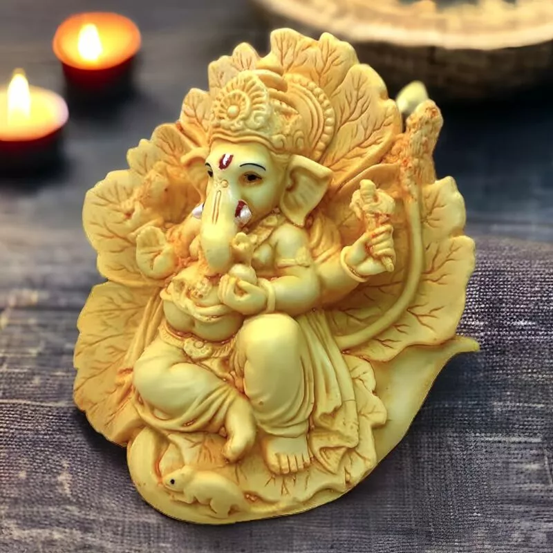 Patta Lord Ganesh Idol Statue Religious Showpiece for Home Decor, Pooja Room, Temple & House Warming Gift