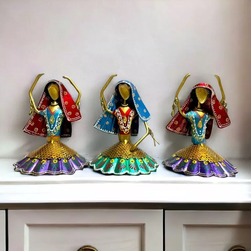 Antique Multicolor Elegant Home Decor Rajasthani Dancing Ladies Showpiece/Figurines | Table Decorative