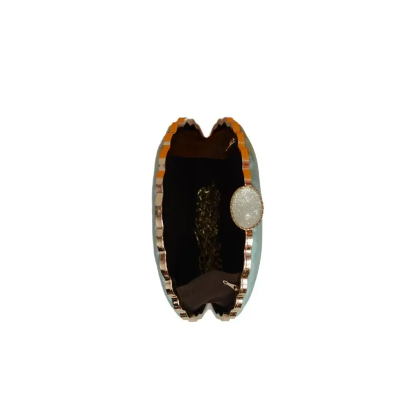 Women Peacock Pattern Printed D-shape Clutch