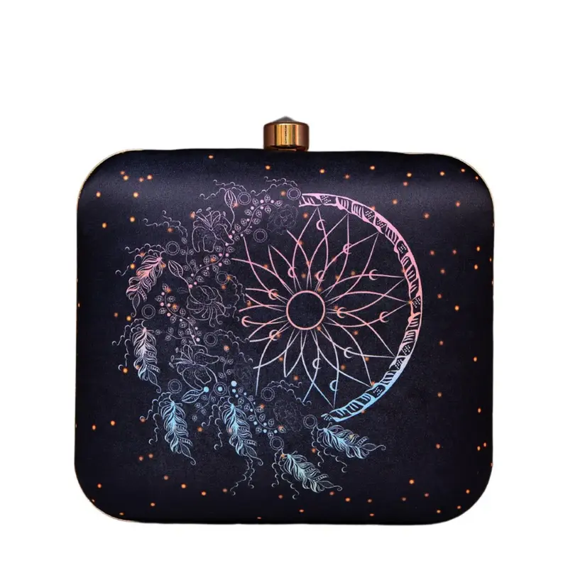 Women Pink-Blue Dream Catcher Printed Clutch
