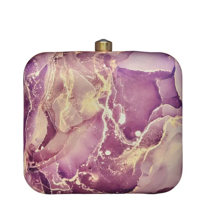 Women Burgundy Resin Printed Clutch