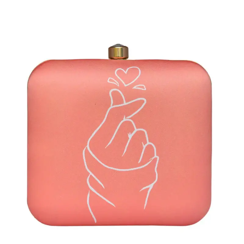 Women Coral Heart Printed Clutch