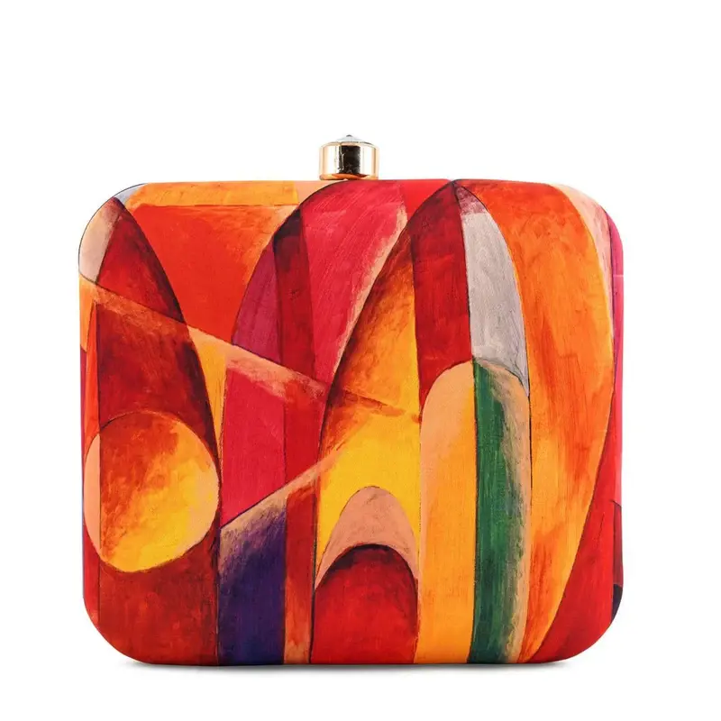 Women Orange-Yellow Pattern Printed Clutch