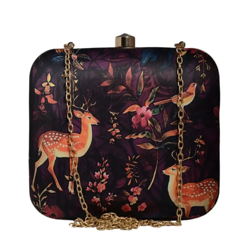 Women Deer And Flower Printed Clutch