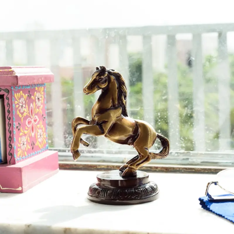 Brown Brass Horse Table Decor Showpiece