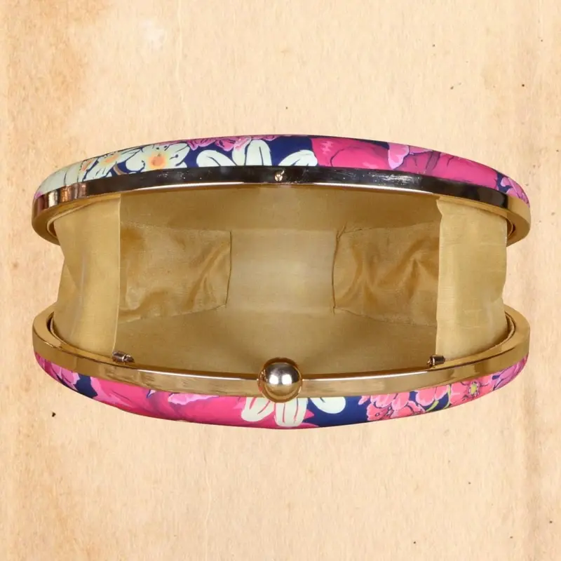 Women Dark Blue Floral Print Clutch