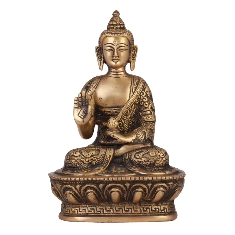 Golden and Brown Brass Premium Meditating Blessing Buddha Statue