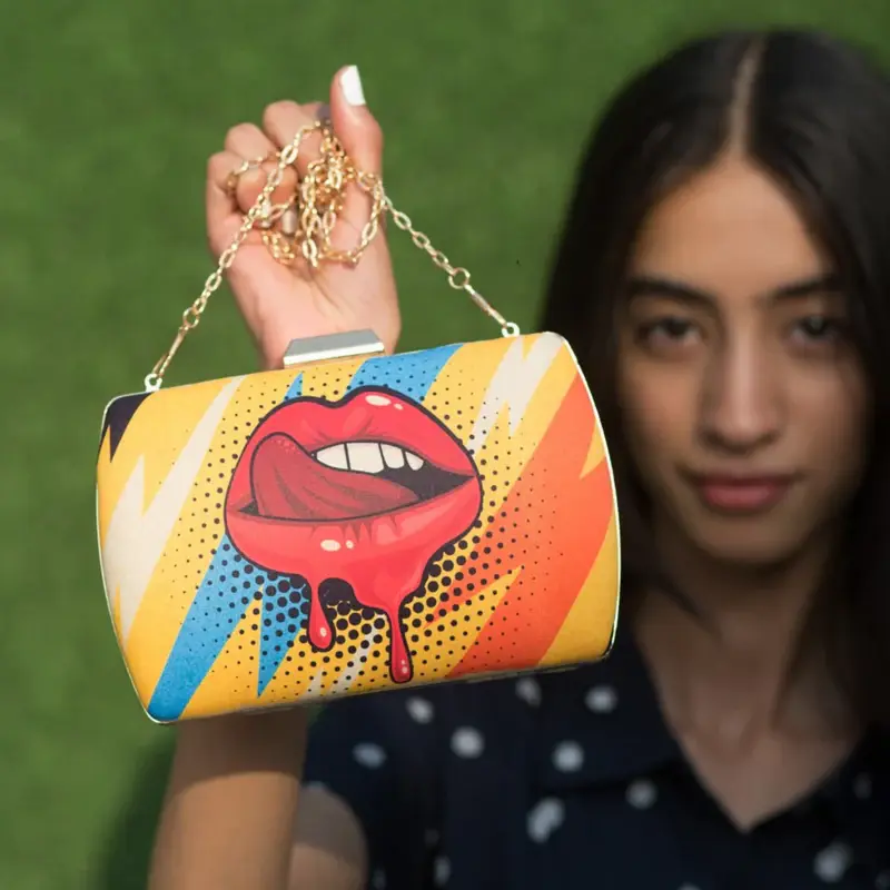 Woman Bright Quriky Print Clutch