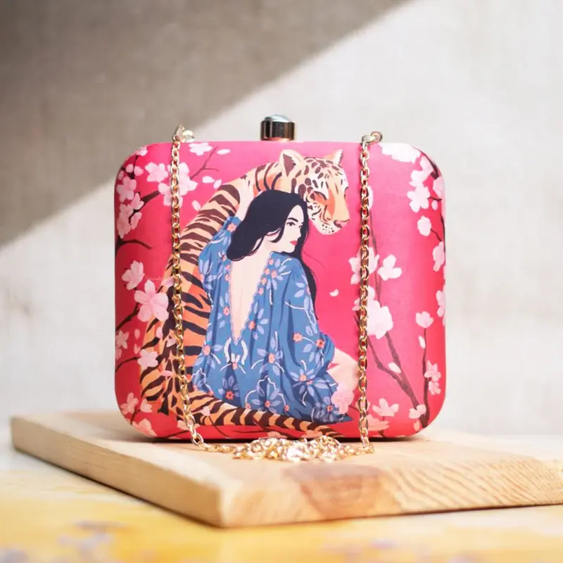 Woman Tiger Lady Printed Clutch
