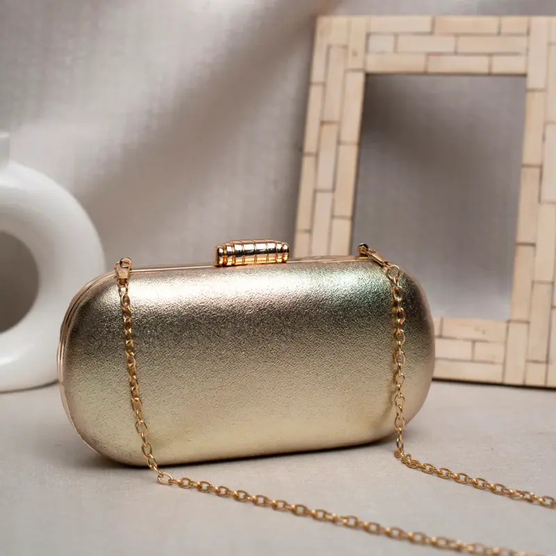 Women Metallic Gold Shimmery Party Clutch