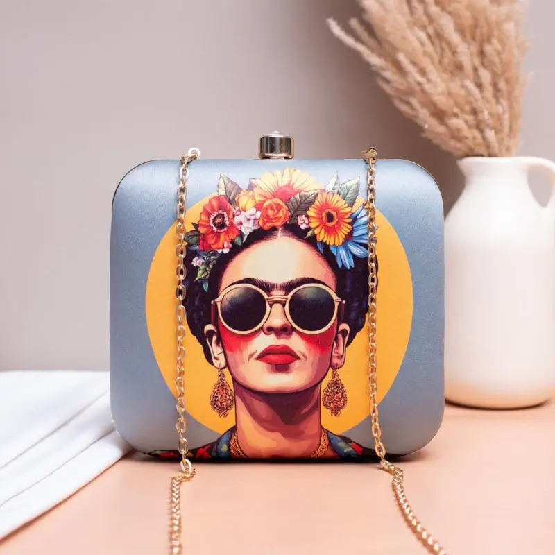 Women Frida Kahlo Printed Clutch