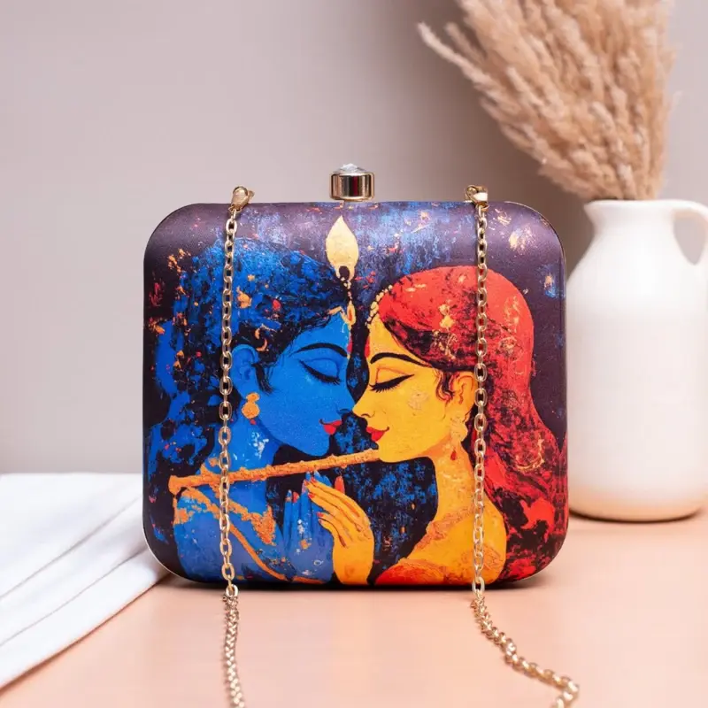 Women Radha Krishna Printed Clutch