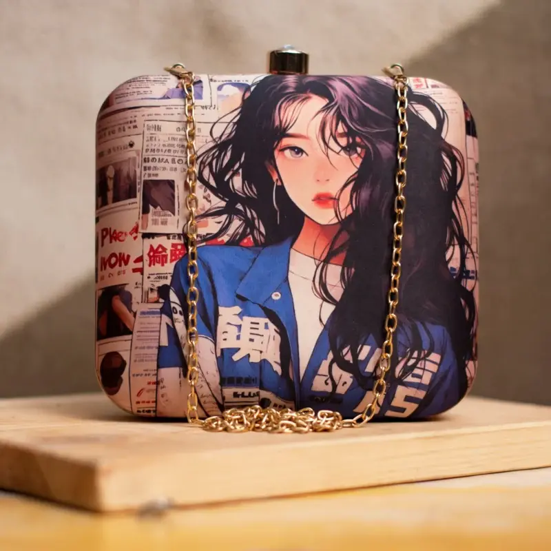 Women Anime Girl Printed Clutch