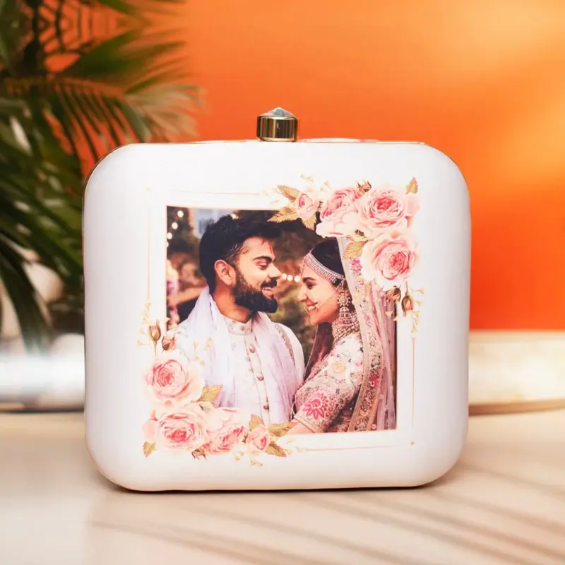 Women Pink Roses Printed Customized Clutch