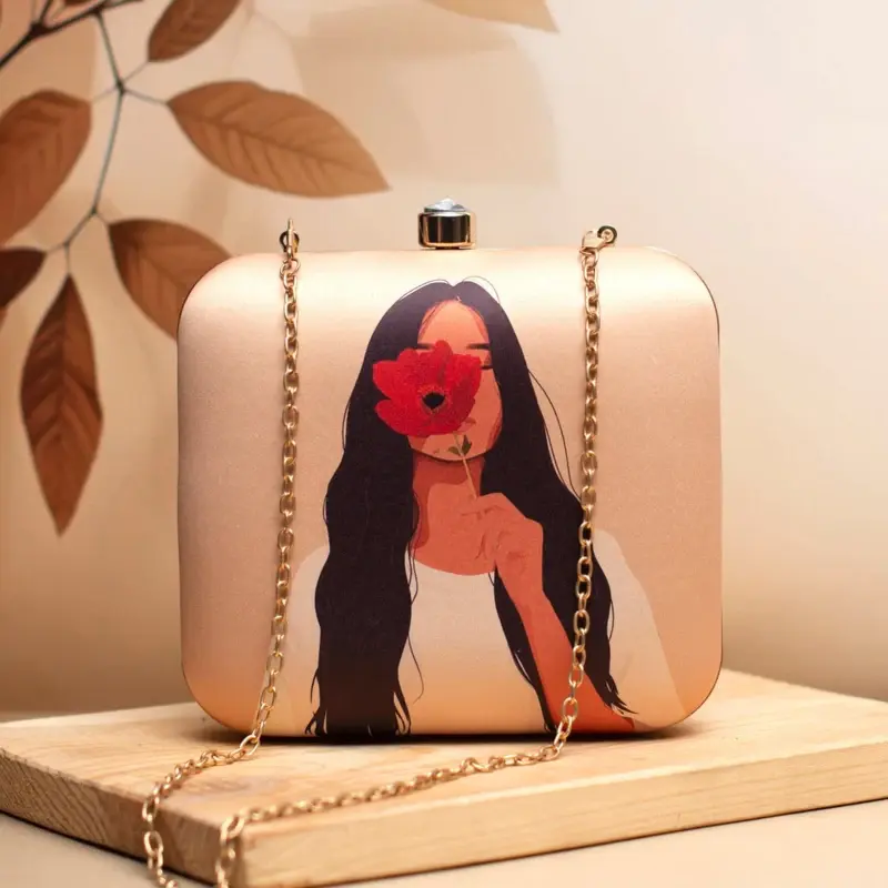 Women Flower Girl Printed Clutch
