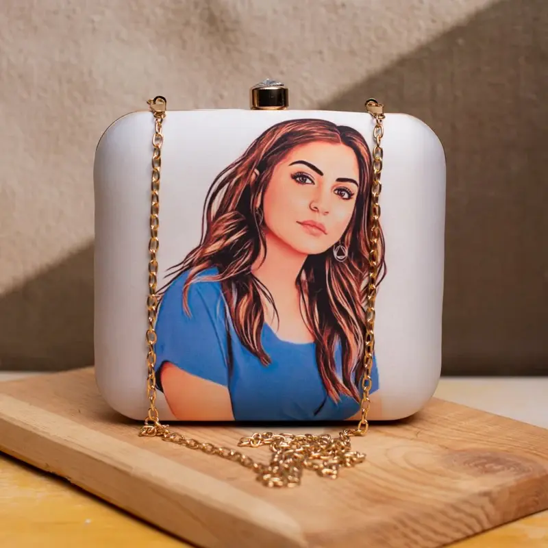 Women Portrait Caricature Personalised Clutch Bag