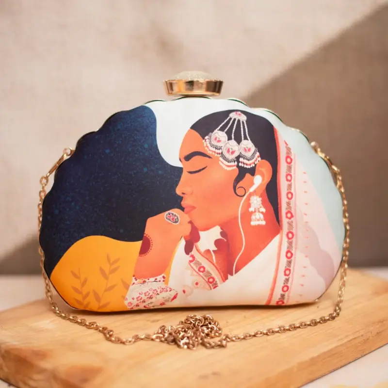 Women Mughal Queen Printed Clutch