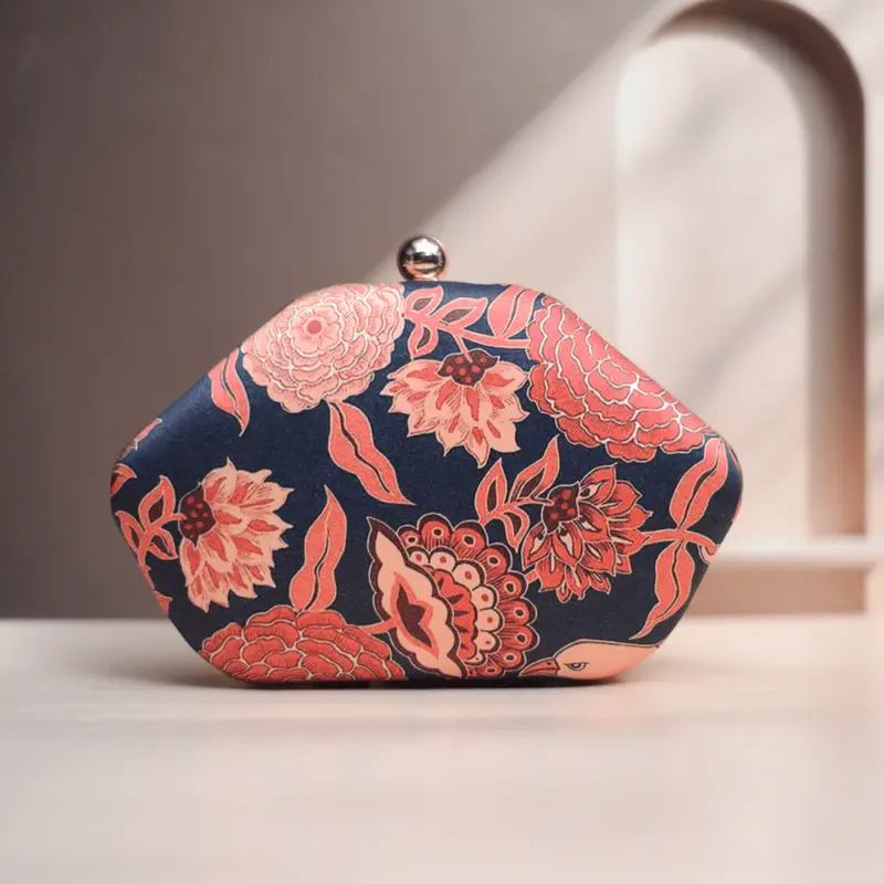 Women Black And Red Pastel Printed Clutch