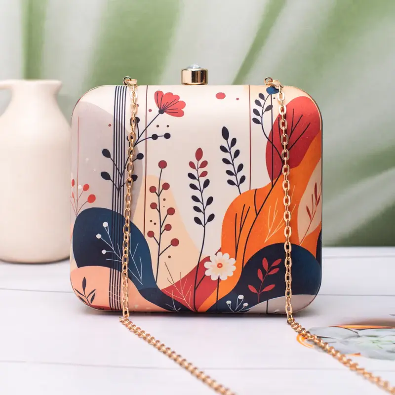 Woman Abstract Floral Modern Printed Clutch