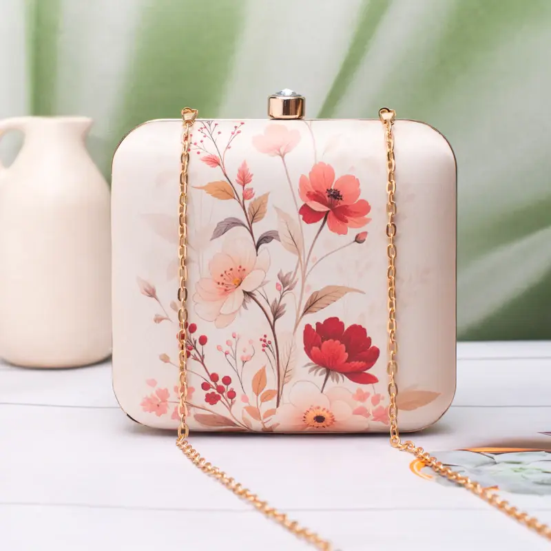 Woman Soft Pastel Floral Portrait Clutch