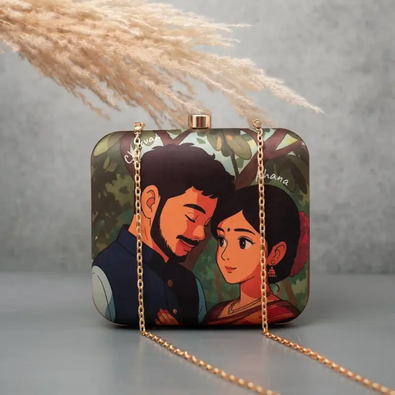 Women Portrait Ghibli Art Personalised Clutch Bag