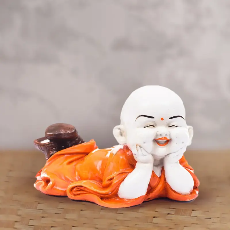 Polyresin Resting Laughing Cute Baby Buddha Statue