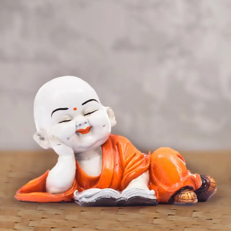Polyresin Resting Laughing Cute Baby Buddha Statue