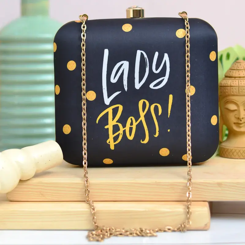 Women Lady Boss Black Clutch Bag