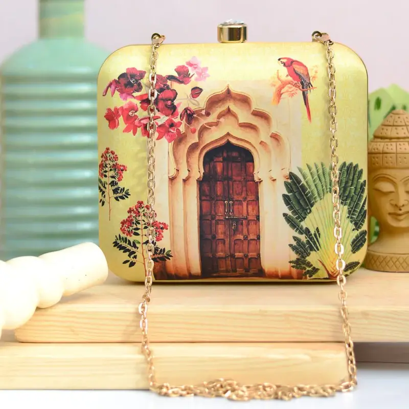 Women Floral Door Print Clutch