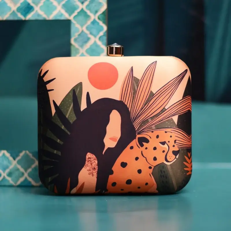 Woman Leopard Lady Printed Clutch