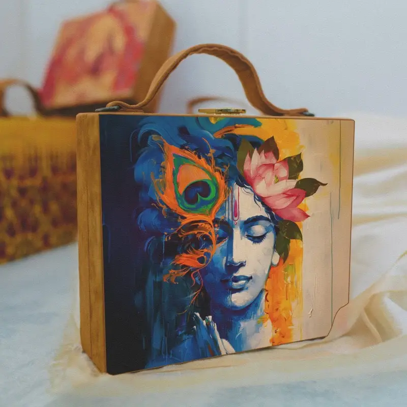 Women Krishna Printed Suitcase Style Clutch