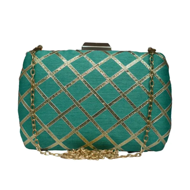 Woman Blue Ethnic Party Clutch