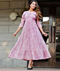 Women Printed Viscose Rayon Anarkali Kurta (Pink)