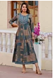 Women Printed Viscose Rayon Anarkali Kurta (Blue)