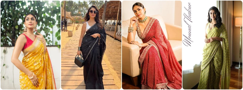 Embracing Elegance Mrunal Thakur’s Stunning Saree Styles