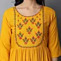 Women Embroidered Viscose Rayon A-line Indian Kurta  (Yellow)