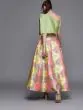  Couture Pink & Green Woven Design Ready To Wear Lehenga With Blouse