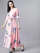 Pink Floral Print Maxi Belted Dress