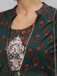 Green & Red Floral Printed Embroidered Kurta Palazzo With Jacket Set