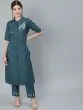 Teal Green Embroidered Straight Kurta With Pant Set