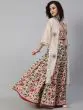 Cream & Red Floral Printed Lehenga Choli With Chanderi Embroidered Jacket
